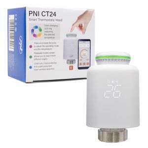 Cap termostatic inteligent PNI CT24 pentru calorifer, aplicatie de mobil Tuya Smart