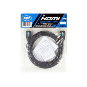 Cablu HDMI PNI H300 High-Speed 1.4V, plug-plug, Ethernet, gold-plated, 3m