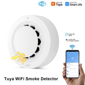 Senzor de fum wireless PNI SafeHouse HS262 compatibil cu aplicatia Tuya, alarma sonora