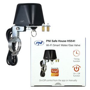 Valva inteligenta PNI Safe House HS541 cu Wi-Fi, pentru oprire alimentare conducta apa/gaz prin internet, compatibil cu 