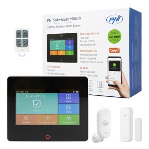 Sistem de alarma wireless PNI SafeHouse HS670 WiFi GSM 4G, ecran color tactil, 99 zone wireless, suporta 5 numere de tel