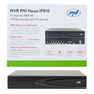 NVR POE PNI House IP810 cu 10 canale 4K 8MP