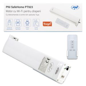 Motor inteligent pentru draperii, perdele PNI SafeHome PT923 WiFi, cu telecomanda inclusa, controlata cu aplicatia Tuya 