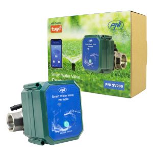 Valva inteligenta pentru apa PNI SV200, conectivitate Wi-Fi, IP65, DN20, 3/4 aplicatie Tuya, compatibil cu Amazon Alexa 