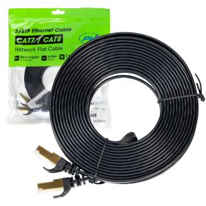 Cablu de retea plat CAT7 negru