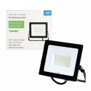 Reflector LED slim PNI GreenHouse WS51 50W, 6400K, 4500 lm, 184.5*29*160mm