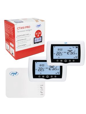 Termostat inteligent PNI CT410 PRO fara fir, cu WiFi, control 2 zone prin Internet, pentru centrale termice, pompe, elec