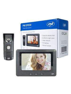Interfon video PNI DF930 cu 1 monitor, ecran LCD 7 inch, 800x480, iesire yala electromagnetica, negru