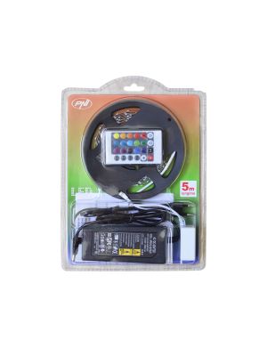 Banda LED PNI D-Light 60RGB flexibila de interior 60 leduri/m 12V 5m cu telecomanda