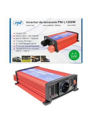 Invertor de tensiune PNI L1200W alimentare 12V iesire 230V