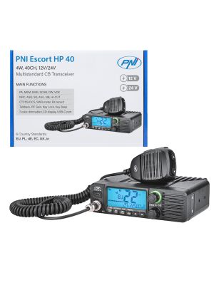 Statie radio CB PNI Escort HP 40 multistandard, 4W, AM, FM, 12-24V, ASQ, RF Gain