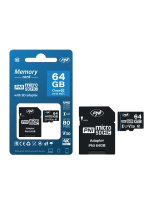 Card de memorie MicroSD PNI 64GB cu adaptor SD Clasa 10
