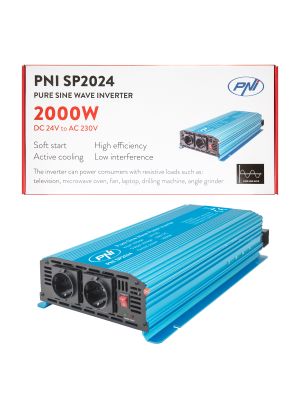 Invertor de tensiune PNI SP2024 alimentare 24V iesire 230V 2000W sinusoida pura