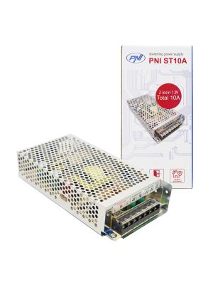Sursa de tensiune in comutatie PNI ST10A 230V la 12V 10A stabilizata pentru sisteme de supraveghere