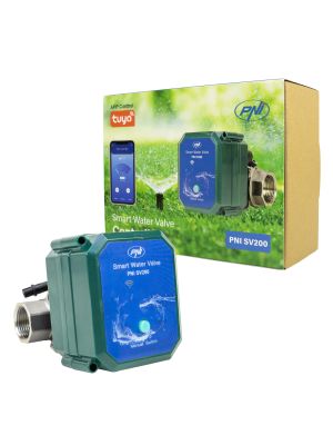 Valva inteligenta pentru apa PNI SV200, conectivitate Wi-Fi, IP65, DN20, 3/4 aplicatie Tuya, compatibil cu Amazon Alexa 