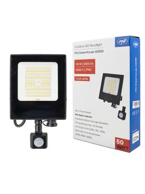 Reflector LED PNI GreenHouse WS550 50W cu senzor de miscare, setare sensibilitate, durata iluminare, 3000K - 6500K, func