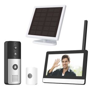 Interfon video inteligent fara fir PNI SafeHome PT770 WiFi, Full HD 1080P, unitate poarta cu panou solar, Tuya Smart, in
