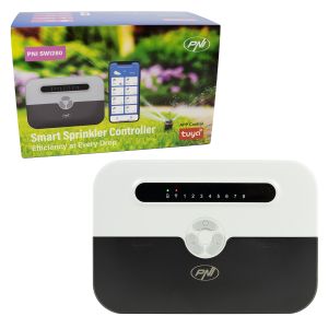 Programator inteligent pentru irigare PNI SWI280, Wi-Fi, pentru 8 zone, control din Tuya Smart, compatibil cu Amazon Ale