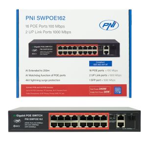 Switch POE PNI SWPOE162, 16 porturi POE 100 Mbps